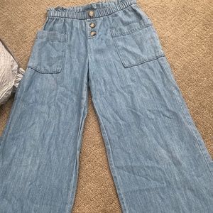 Denim wide leg old navy pants kids medium